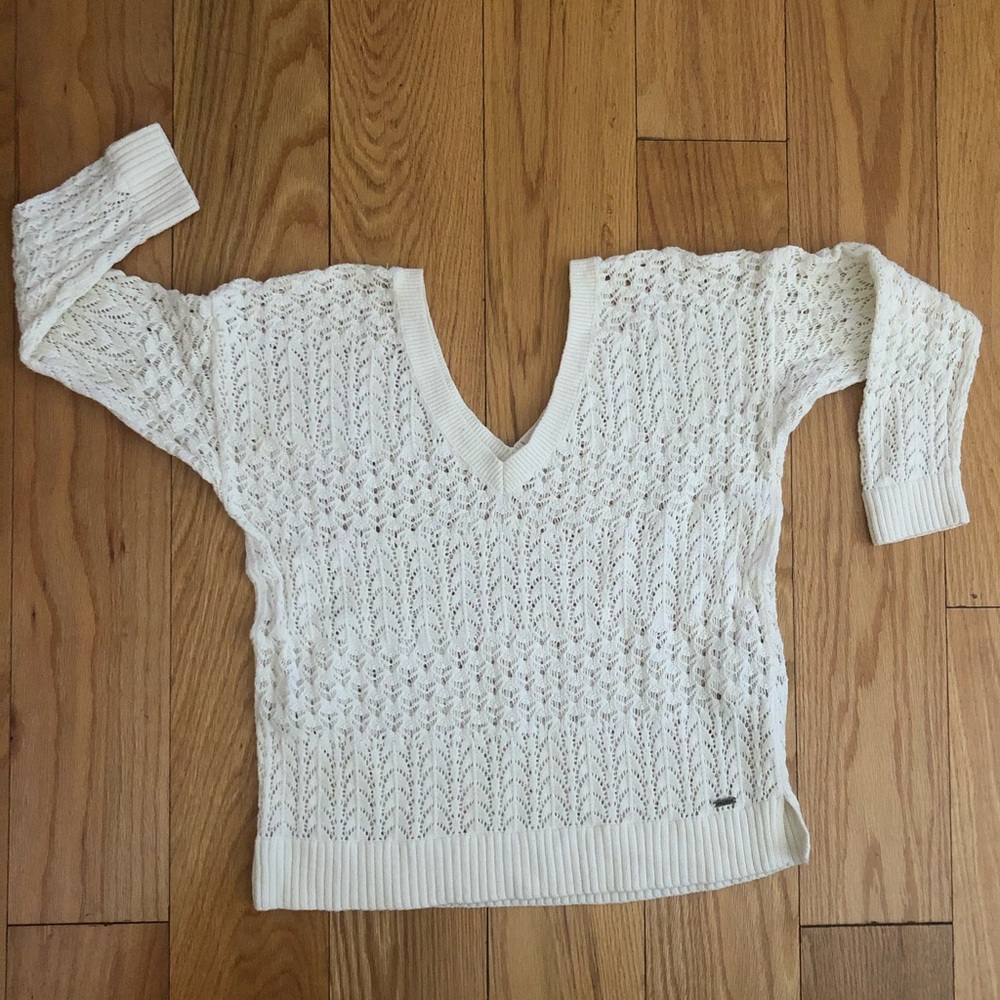 Cream mesh sweater 3/4 sleeve